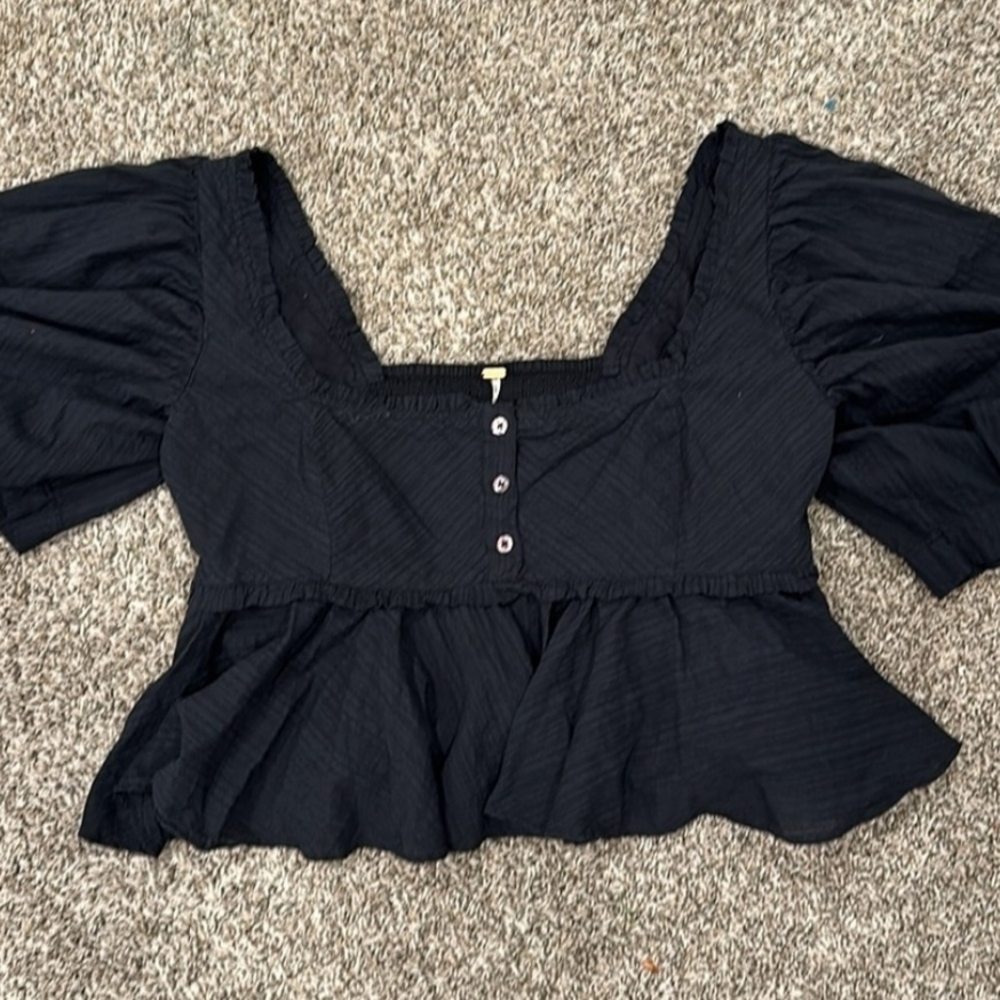 Free People Black Blouse Chic and Versatile - Picture 4 of 5